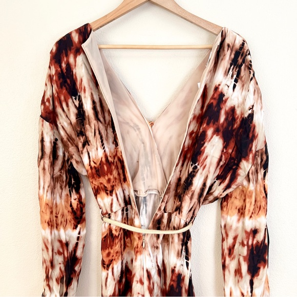 New NANUSHKA Jacques Tie Dye Belted Wide Leg Jumpsuit in Brown - Picture 11 of 13
